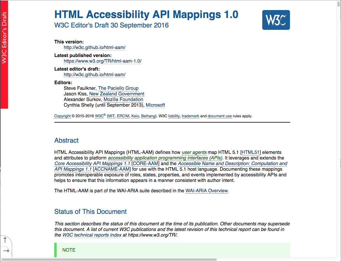 Graphical browser rendering of HTML Accessibility API Mappings 1.0 Specification