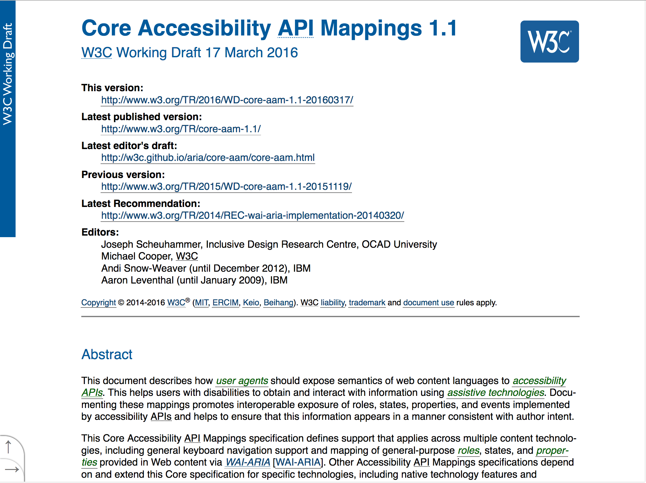 Graphical browser rendering of ARIA API Mappings 1.1 Specification